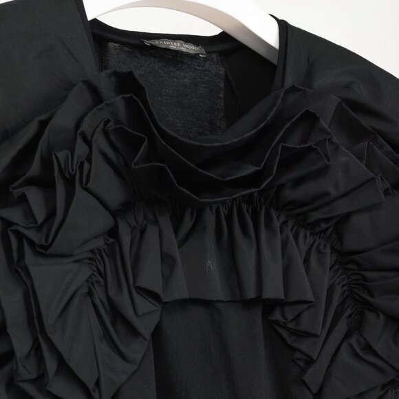 Alexander McQueen Black Cotton Poplin & Jersey Ruffle Tee - Picture 5 of 9